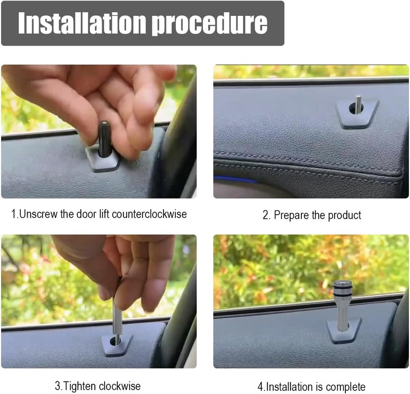 ZIMISI 4PCS Car Door Lock Knobs, 1.93" x 0.47" Safety Door Lock Cover, Aluminum Alloy Car Inner Door Pull Pins Replacement, Door Lift Bolt Decorative Accessory for Cars, SUVs, Trucks (Grey) - Image 5